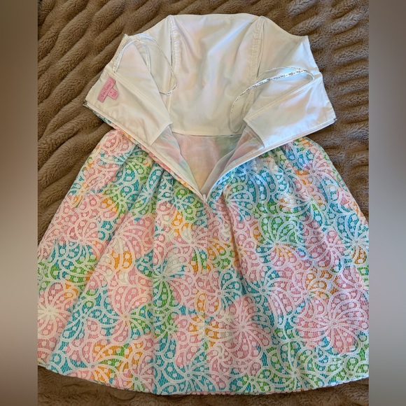 Lilly Pulitzer Strapless embroidered floral mini dress sz 0 - Picture 4 of 5